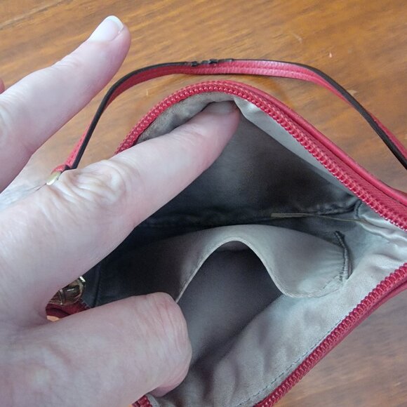COACH Red Leather Zippered Wristlet Coin Purse 6” x 4” - Picture 8 of 12